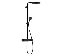 Colonne de douche hansgrohe Pulsify S 260, 1 jet, technologie EcoSmart, avec tablette de douche ShowerTablet Select 400, finition noir mat