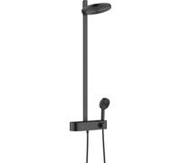 Colonne de douche hansgrohe Pulsify S 260, 2 jets, EcoSmart, avec tablette de douche ShowerTablet Select 400, finition noir mat