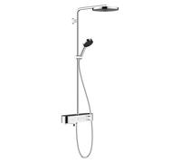 Colonne de douche hansgrohe Pulsify S 260, modèle 1jet, avec thermostat de baignoire et pommeau de douche ShowerTablet Select 400, finition chromée