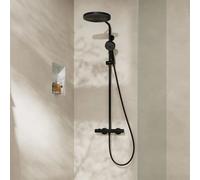 Colonne de douche hansgrohe Pulsify S Puro, 260 mm, 1 jet, avec thermostat Ecostat Fine et douchette de main 3 jets, finition noir mat