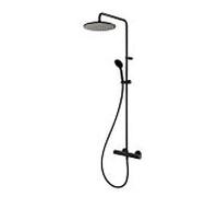 Herzbach Colonne de douche Deep Black 23.988525. 2000 .12 avec thermostatique de douche apparent et douchette à main, noir mat
