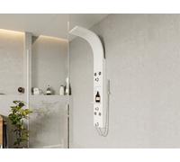 Colonne de douche hydromassante avec étagère - Blanc mat - 20 x 140 cm - ROANA