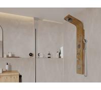 Colonne de douche hydromassante, pluie tropicale et panneau en bambou - 20 x 140 cm - TISSIA
