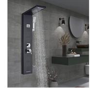 Colonne de Douche Hydromassante pour baignoire 6 en 1 avec LED Colonne Douche Hydromassage Brossée Acier Inoxydable mural
