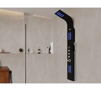 Colonne de douche hydromassante thermostatique à leds - 20 x 165 cm - Noir - FELICITA