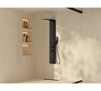 Colonne de douche hydromassante thermostatique - Noir mat - L20 x H140 cm - ZAZIA