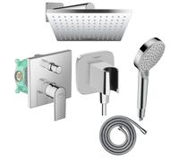 Colonne de douche mécanique HANSGROHE Vernis Shape Douche de tête Vernis Shape Flexible Métaflex Douchette Vernis Blend chromé