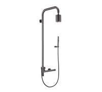 Colonne de Douche Mural avec Mitigeur Gris Pistolet | Kit de Robinet de Douche Complet Tête de Douche Pluie Ronde, Douchette a Main 2 Modes, Bec de Baignoire 2 Modes