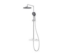 Colonne de Douche Mural avec Mitigeur Installations Salles de Bain Chromé | Systeme de Douche Tête de Douche Pluie Ronde, 2 Boutons Entraxe Des Trous de Fixation : 13,5-16,5Cm