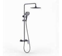 Colonne de Douche Mural avec Tête de Douche Pluie Ronde Douchette et Bec Cascade pour Baignoire et Salle de Bain,Gris Pistolet