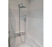 Colonne de douche murale MURRAY avec étagère 170 cm en verre blanc