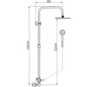 Colonne de douche murale thermostatique en laiton rose gold brossé H. 109 cm