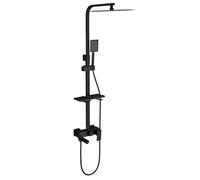 Colonne de Douche noir avec Mitigeur Système de Douche Réglable Ensemble de Douche Mural avec étagère,Robinet de Baignoire