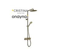 Colonne de douche porte savon + pomme ronde omega or brossé - CRISTINA ONDYNA OG48796P