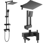 Rea Colonne de douche JACK Système de douche en laiton noir pour salle de bain (noir mat)