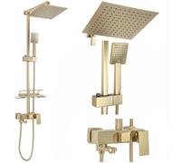 Rea Colonne de Douche JACK BRUSHED GOLD Système de Douche en Laiton Pour Salle de Bain (Or)