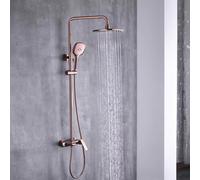 Colonne de Douche Reglable en Hauteur Installations Mural Or Rose | Ensemble de Douche avec Mitigeur Bain Cascade Kit Douche Monocommande Distance Du Trou D'Installation : 13,5-16,5 Cm