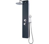 Colonne de douche Rousseau, hydromassage, acier inoxydable/plastique, gris, support inclus