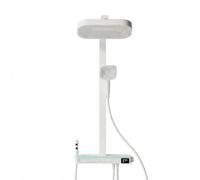 Colonne de Douche Thermostatique avec Cascade 5 en 1 Mural Blanc | Installations Salles de Bain Douchette Douche Salle de Bain Hauteur Réglable, Mitigeur Douche Cascade Touche Piano