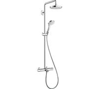 Colonne de douche thermostatique avec mitigeur de baignoire thermostatique HP/Combi Flexible exposé Hansgrohe Croma Select S blanc/chromé
