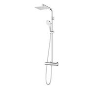Colonne de douche thermostatique avec mitigeur thermostatique HP/Combi Flexible exposé Hansgrohe Waterforms chromé tête carrée