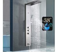 Colonne de Douche Thermostatique, Ensemble de Douche Hydromassage Acier Inox LCD Affichage Température d'Eau Nickel Brossé