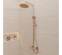 Aurlane Colonne de douche MOLLY GOLD – thermostatique – finition Or doré brossé 133x26x52 cm