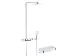 Colonne de douche thermostatique Rainshower System SmartControl Mono 360 Blanc/chromé + Panier douche Start Cube