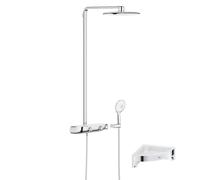 Colonne de douche thermostatique Rainshower System SmartControl Mono 360 Blanc/chromé + Tablette douche d'angle Start Cube