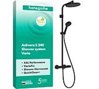 Colonne de douche thermostatique hansgrohe Activera S 240 1 jet 28078670 EcoSmart avec Ecostat Fine Varia, économie d'eau 8 l/min, noir mat