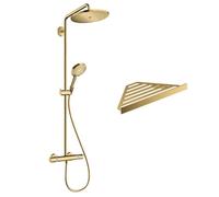 Colonne de douche thermostatique HANSGROHE Croma Select S 280 aspect doré poli + tablette AddStoris