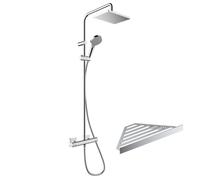 Colonne de douche thermostatique HANSGROHE Vernis Shape 230 chromé + tablette AddStoris