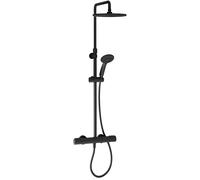 Jacob Delafon - Colonne de Douche Thermostatique JULIETTE - Pomme de tête ronde 25cm - Douchette ronde 3 Jets - 33,4x131,5x51,9 cm - Noir Mat - E46810-BL