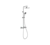 Jacob Delafon - Colonne de Douche Thermostatique SIMONE - Pomme de Tête de 20cm - Douchette 4 Jets - Régulateur de Débit - Butée de Sécurité - 28,1 x 143,7 x 47cm - Finition Chrome - E32849-CP