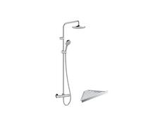 Colonne de douche thermostatique Vernis Blend 200 Green chromé + tablette AddStoris