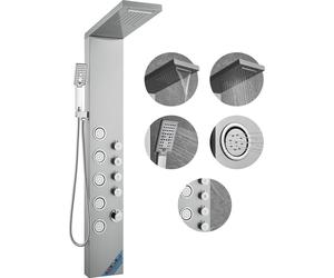 Colonne de douche VEVOR Système de douche robinetterie, 4 modes de douche, kit de douche, cascade, cascade d'eau, 5 buses de massage pour tout le corps et douchette à main avec 3 réglages et 1,5 m de