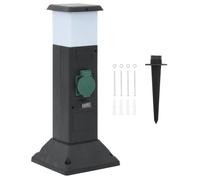 vidaXL Colonne de prise d'extérieur avec lampe et piquet à 2 voies 16 x 16 x 39,5 cm