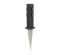 ledscom.de : Colonne de prises pour jardin "Polly" avec pique à planter pour l'extérieur, indice de protection IP44, 4 prises, en acier inoxydable, forme rectangulaire, couleur noire, 40 cm