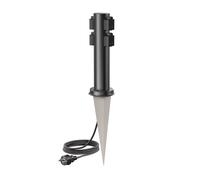 Colonne de prises de jardin PORU avec piquet et câble de 5 m pour l'extérieur,