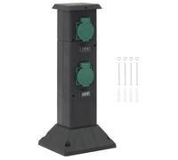 Colonne de prises d'extérieur - vidaXL - 4 voies - Noir et vert - 16x16x39,5 cm - IP44 - 250V~, 16A - 3680 W