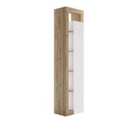 Colonne de rangement avec étagères blanc laqué et aspect bois finition Cadiz - ARTURO -