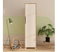 Colonne de rangement effet bois et porte blanche BYRON