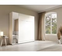 Colonne de rangement pour lit escamotable ? Avec miroir et penderie ? 1 porte et 2 niches - Blanc ? MOVELINO