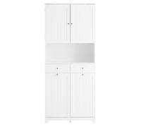 Colonne de rangement salle de bain - SOBUY - 78x38x181 cm - Blanc - Deux paniers à linge 45 L - Deux tiroirs en MDF