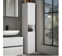 Colonne de Rangement Volpetta Dmora, Bois Mélaminé Blanc Brillant 34x34x180h cm