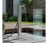 Colonne de remplissage d'eau pour jardin - Stèle d'eau rectangulaire de 60 cm - Acier inoxydable - Robinet avec filetage BSP de 1,27 cm - Crochet pour tuyau d'arrosage