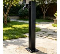 Colonne de robinet d'extérieur, colonne d'eau de jardin en acier inoxydable avec robinet, bouche d'incendie noire autoportante pour terrasse, cour, jardin, pelouse(Height: 60cm/23.6in)