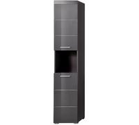 Colonne de salle de bain - 2 portes & 1 niche - Gris - L37 x P31 x H190 cm - AMANDA