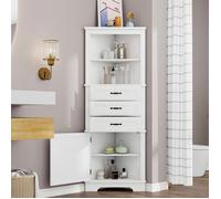 Colonne de salle de bain 57,7x46x167,5 cm avec 3 tiroirs, 1 porte, 2 étagères ouvertes, en MDF, blanc