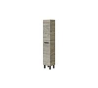 Colonne de salle de bain avec 2 portes et 1 tiroir coloris chêne - Longueur 35 x Hauteur 182 x Profondeur 30,5 cm - -